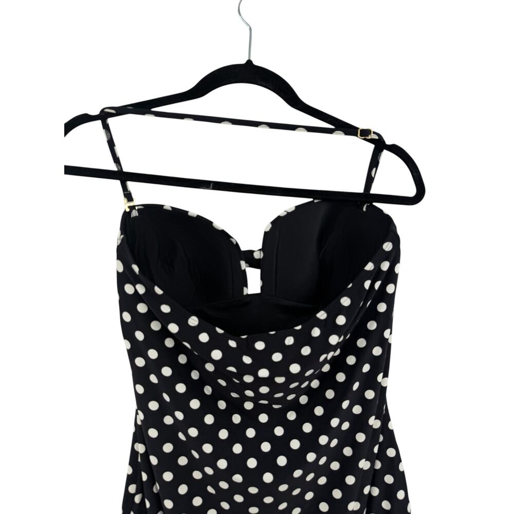 Kate Spade New York Polka Dot One Piece Swimsuit Bow Front Black White Large - Picture 7 of 10